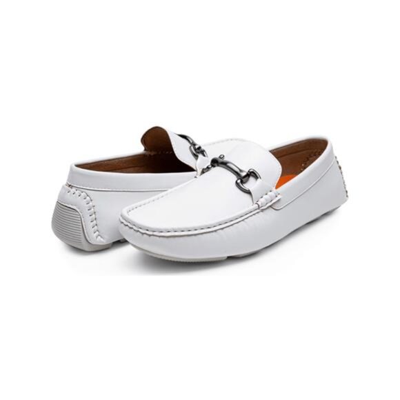 Men's White Slip On Loafers - Picture 5 of 7
